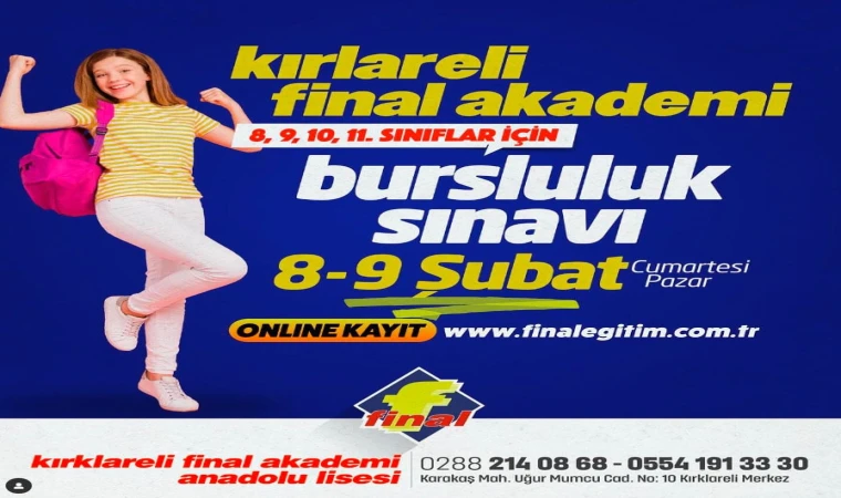 Kırklareli Final Akademi’den Öğrencilere Büyük Fırsat: Bursluluk Sınavı Kayıtları Başladı!