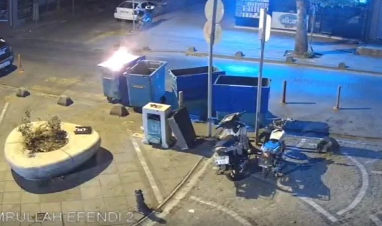 Konteyneri yakanlar kameraya yakalandı!
