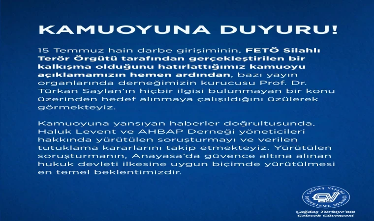 ÇYDD'den Kamuoyuna Açıklama: "Türkan Saylan'ı ve Derneğimizi Hedef Alan İddialar Gerçek Dışıdır"