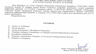 Tüm Bel Sen Genel Kurul İlanı