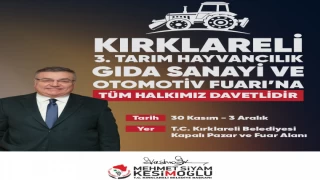 3. TARIM HAYVANCILIK GIDA SANAYİ VE OTOMOTIV FUARI 30 KASIM'DA BAŞLIYOR