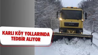 Karlı Köy Yollarında Tedbir Alıyor