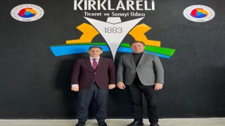 Kırklareli TSO Meclis Başkanı İsmail Hakkı Özsan, Edirne Vakıflar Bölge Müdürü Ahmet Saraç’ı ağırladı