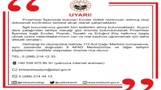 Kırklareli Valiliği'nden Uyarı