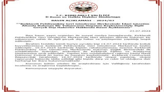 Kırklareli Valiliği'nden Açıklama