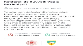 Kırklareli Valiliği'nden Uyarı